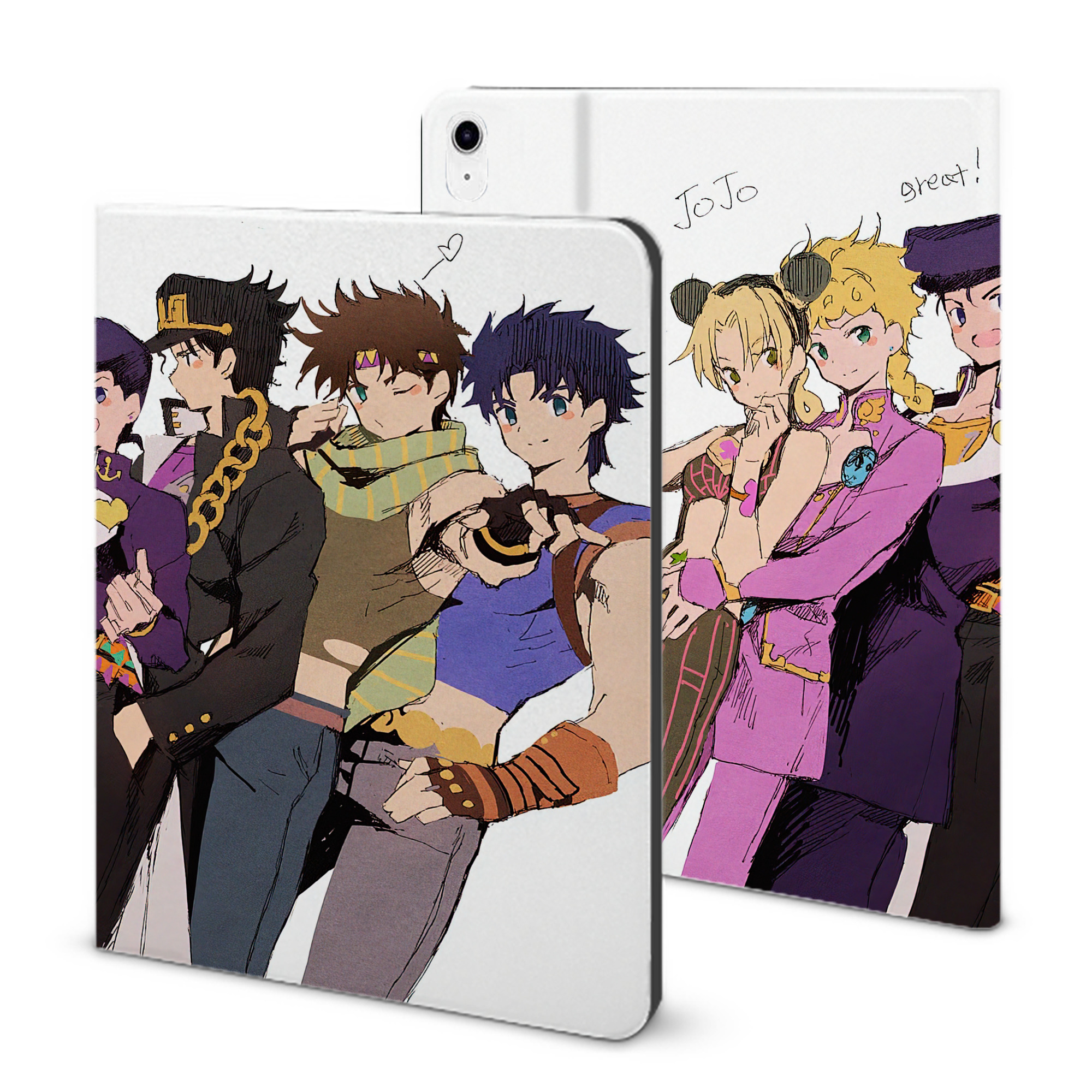 （画像用） ジョジョの奇妙な冒険 JoJo's Bizarre Adventure IPad ケース ブック型 PUレザー TPU 耐衝撃 軽量 薄型 ペン収納なし 全面保護 IPad 各モデル対応